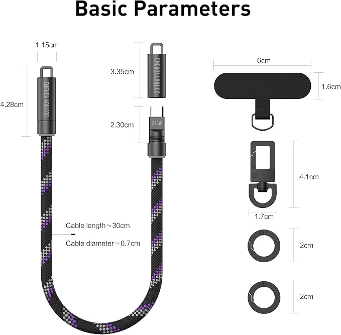 Hand Wrist Strap Lanyard Built in USB-C Fast Charging Cable Reflective Nylon Braid Anti Theft Phone Camera Strap Travel Photographers Rope for Phone DSLR DJI, Rotatable Metal Buckles (0.9FT) - Image 7