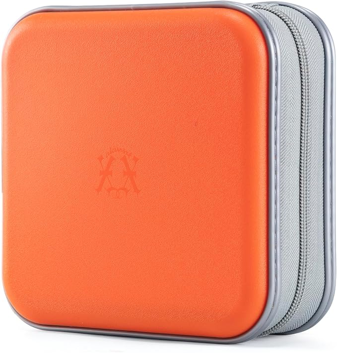 alavisxf xx CD Case, 48 Capacity Hard Plastic Zipper Disc Wallet for Car | DVD Holder, Portable Hand Strap, Anti-Slip Sleeves, Scratch-Resistant Sleeves, Disc Storage Organizer, for Home Office Travel by alavisxfxx