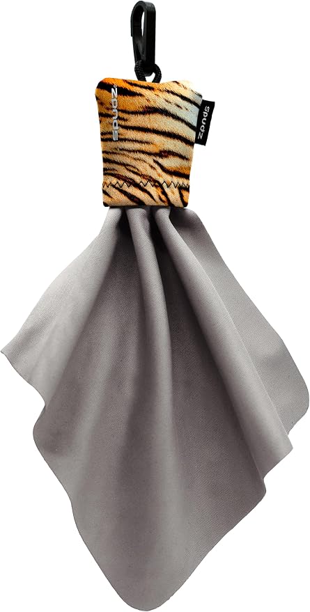 Classic Microfiber Lens Cleaner – Clip-On Pouch, Washable – for Binoculars, Scopes, Glasses, Screens | Classic | Tiger, 6 x 6 Inch by SPUDZ