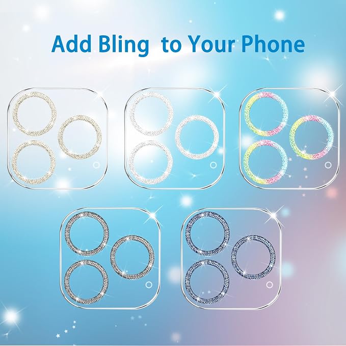 Dengduoduo 3 Pack Tempered Glass Camera Lens Protector for iPhone 15 Pro 6.1" & for iPhone 15 Pro Max 6.7", Bling Glitter Ultra HD, 9H Hardness, Anti-Scratch, Case Friendly [No Affect on Night Shots] - Image 6