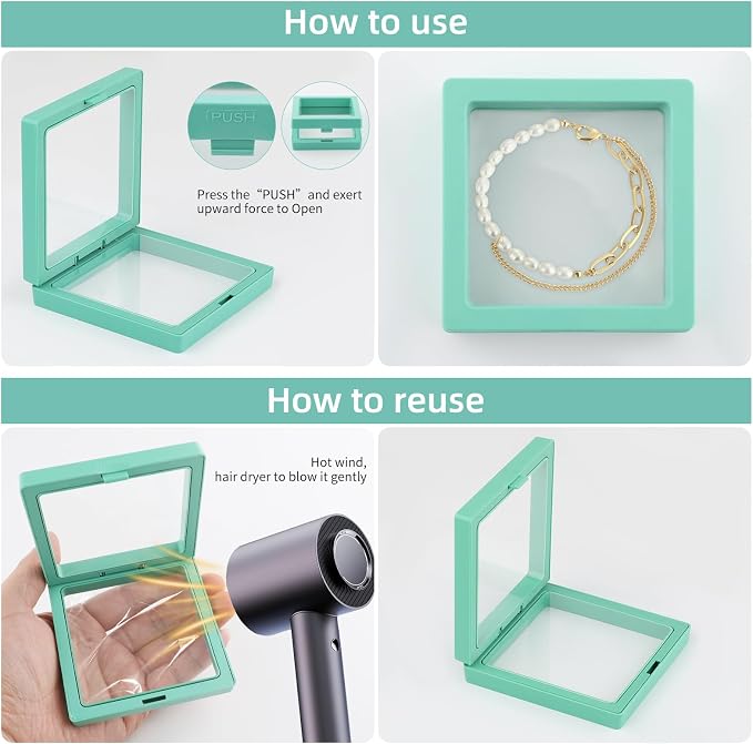 20 Pcs Floating Frame Case with Stands, 3.5X 3.5 x 0.8 inch, Challenge Coin Display,Transparent PE Jewelry Storage Box, Floating Display Holder Stands for Antique Challenge Coins, Medallion(Color C) - Image 4