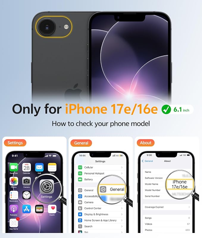 FNTCASE for iPhone 17e/16e Case, Screen Protector, Translucent Matte Back | 14FT Military Grade Drop Protection, Shockproof Protective Phone Cover, Black Matte - Image 2