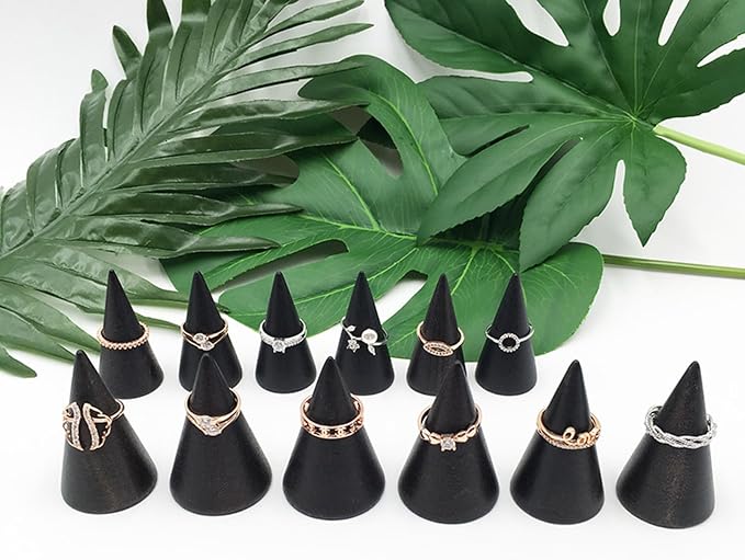 Ring Display Stand 5Pcs Wood Rings Holder Cone Shape Rings Stand Jewelry Display Rack for Business Photoshoot Room Decoration - Image 7