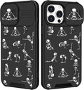 (2in1 for iPhone 12 Pro Max Case Skull for Women Cute Skeleton Yoga Phone Cover Funny Ghost Horror Design with Slide Camera Cover Protective Cool Black Teen Cases for iPhone 12 ProMax 6.7'' by Goocrux