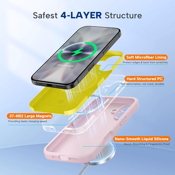 Miracase Silicone & Magnetic for iPhone 17 Case, Sand Pink | Compatible with MagSafe, Silicone Camera Control Cover, Soft Microfiber Lining, Shockproof Drop Protection Phone Case for 17 - Image 4