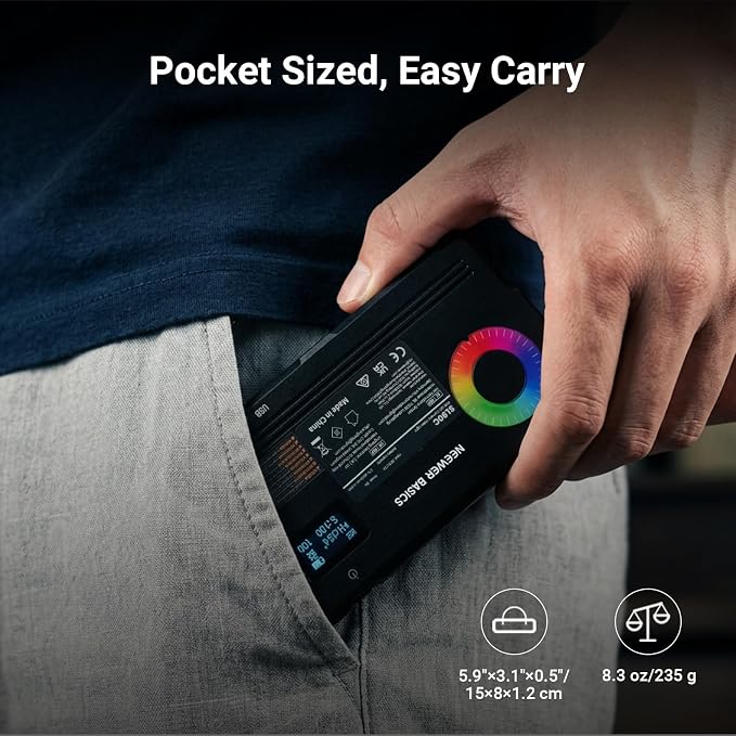 NEEWER Basics RGB Video Light, 9W 2700K-7500K Portable Full RGB Colors 17 Scenes CRI97, 4000mAh Rechargeable Metal Small LED Camera Panel Lighting for DSLR Tripod Streaming Video Recording, SL90C - Image 10