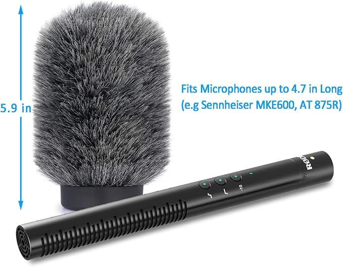 YOUSHARES Deadcat Wind Muff for Rode NTG4,MKE 600 Shotgun Microphones, Audio-Technica AT875R Shotgun Microphones, Windscreen Up to 4.7" Long - Image 4