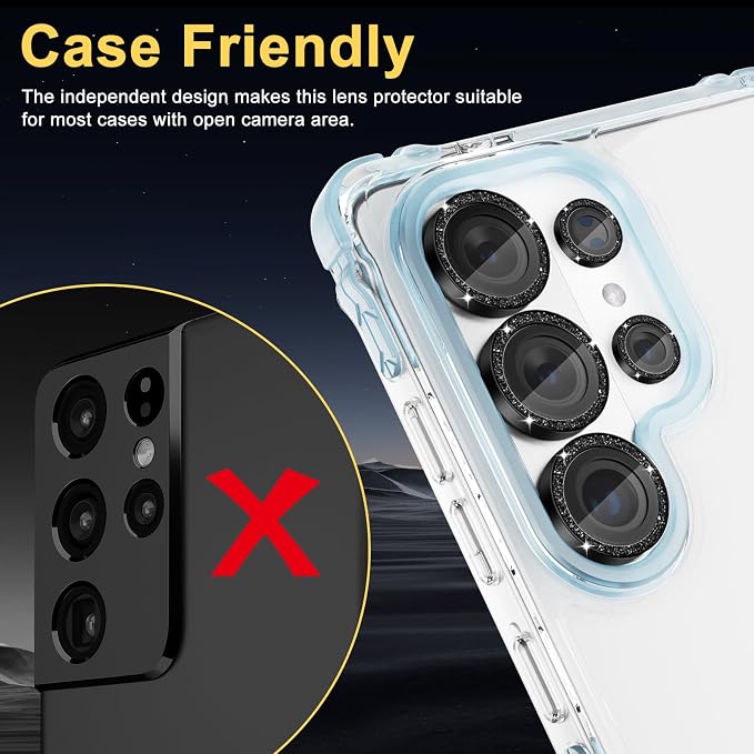 Camera Lens Protector for Samsung Galaxy S26 Ultra, Glitter Black | Tempered Glass, Auto-align Tray, Easy Installation, Case Friendly, Anti-Scratch, HD Clear, Ultra Slim - Image 5