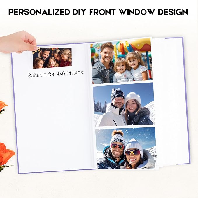 Aevdor 4x6 Photo Album, Holds 360 Photos, Linen Cover, Purple | Horizontal 4x6 Photo Format Only, Easy-View Clear Pockets, Family, Wedding, Baby, Travel and Graduation Prints - Image 4