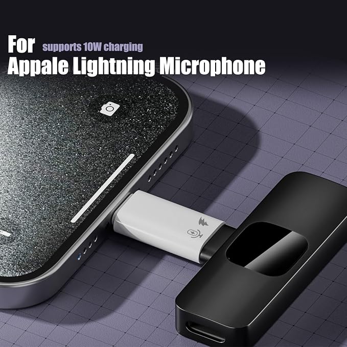 Type C to Lightning Microphone Adapter, USB C Male to Lightning Female Converter for Wireless Lavalier Microphone to your phone, Not for Headphone and Data, also Can charge for iPhone17/ 16 Series etc - Image 3