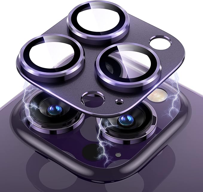 Uyiton for iPhone 14 Pro/iPhone 14 Pro Max Camera Lens Protector | Case-Friendly, Not Easy to Break, Military-Grade Sapphire Glass with Aluminum Metal Rear Camera Screen Cover, Purple by Uyiton