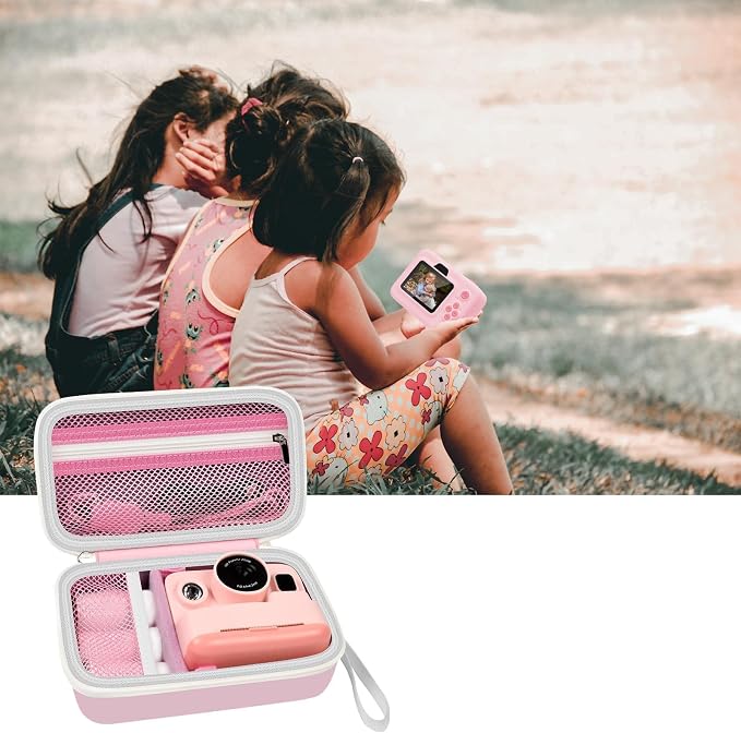 Kids Instant Print Camera Case for DYLANTO for ESOXOFFORE Cameras | Portable Digital Camera Case Organizer for ETIKEZ for YTETCN for DUDUDRAGON with Pocket for Accessories (Box Only)-Pink - Image 9