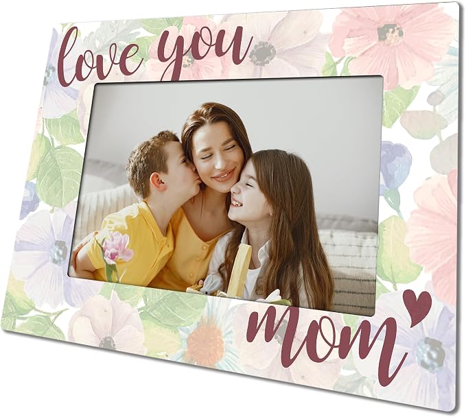 Love You Mom Picture Frame For 4 X 6 Photo With Back Bracket, Rustic Printing Picture Frame For Mom, Desktop Display,Mother Birthday Gifts Mother's Day Decor, Heart-Warming Gifts -D01 by FRRCREU