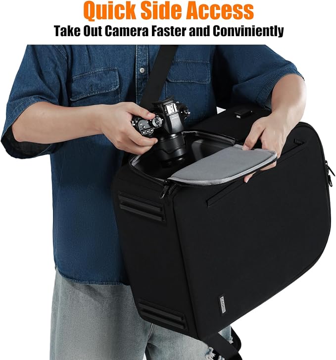 Cwatcun Camera Backpack, Large Water-Resistant DSLR Bag for Canon/Nikon/Sony - Image 6