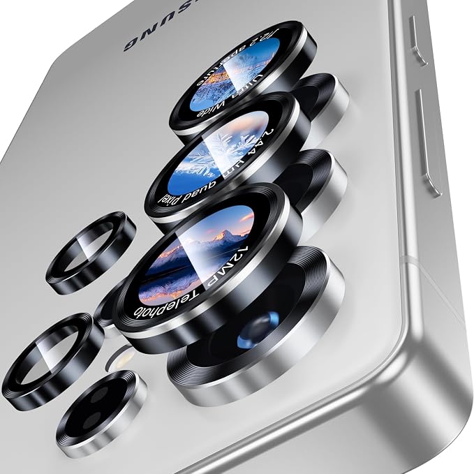 Uyiton for Samsung Galaxy S25 Ultra Camera Lens Protector, Unique Design | Case-Friendly, Military-Grade Sapphire Glass with Aluminum Metal Rear Camera Screen Cover, Black+Silver (6.9 inch) - Image 8
