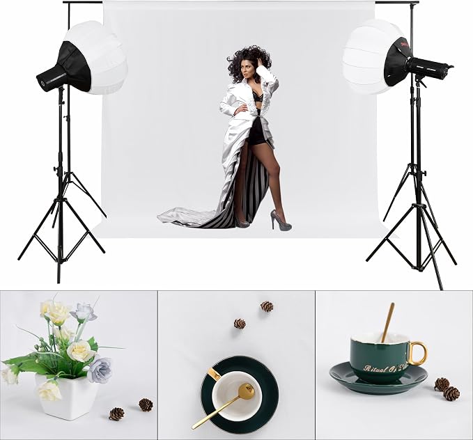 Joccun 10X10FT White Backdrop Background for Photography,Polyester Backdrop Curtain Background Screen for Photography,Photoshoot,Video Recording,Studio(10X10ft,White) - Image 4