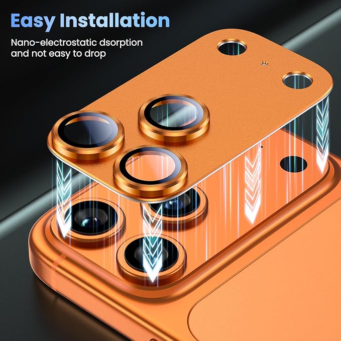 Uyiton for iPhone 17 Pro Max Camera Lens Protector, Metal Frame Glass Cover | Not Easy to Break, Strong Adsorption, Case-Friendly, Metal 9H Sapphire Glass Rear Camera Screen Cover, Natural Titanium - Image 8