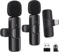 2 Packs Wireless Lavalier Mic for iPhone Android Camera | Professional Wireless Mini Microphone for 2-Person Video Recording, Podcasts, Vlogs, YouTube, TikTok and Computers by Giconino