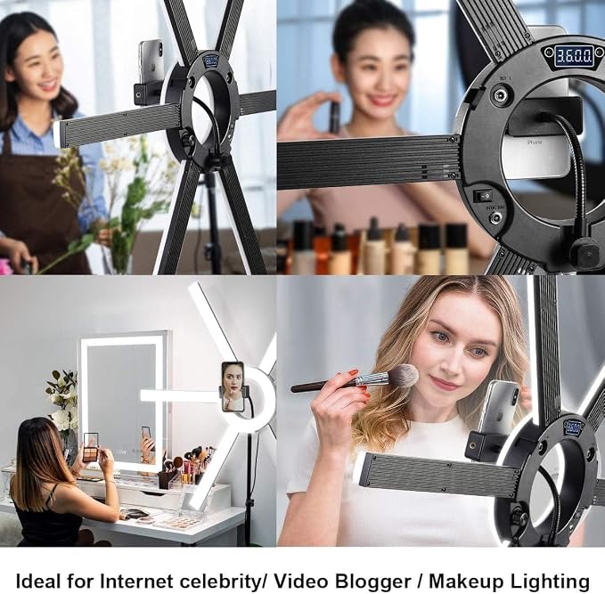 GVM Great Video Maker 600S LED Ring Light, 90W Dimmable Led Video Light Kit with Detachable Light Bars, Photography Lighting Led Video Lighting Kit for Live Broadcast, YouTube, CRI 97+ 3200K-5600K - Image 2