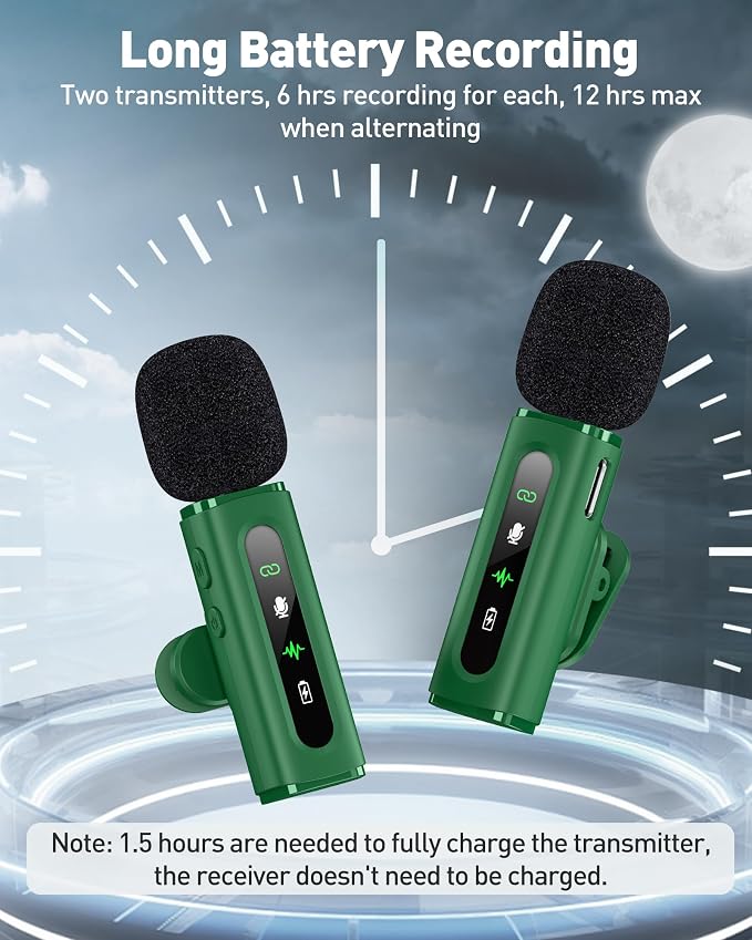 USB C Wireless Lavalier Microphone for iPhone, iPad & Android Phone, Green | 360° Rotatable Clip, Clear Indicator Light, Noise Reduction, Plug & Play, Ideal for Vlogs, TikTok & YouTube Content Creators - Image 6