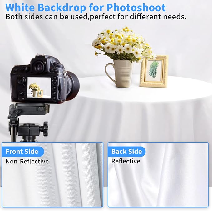Hemmotop Photo Backdrop, White, 5x7ft, Photography Background Backdrops | Polyester Fabric, Non Reflective, Ideal for Photoshoot, Product Photos, Easter, Birthday, Baby Shower, Halloween Party - Image 6
