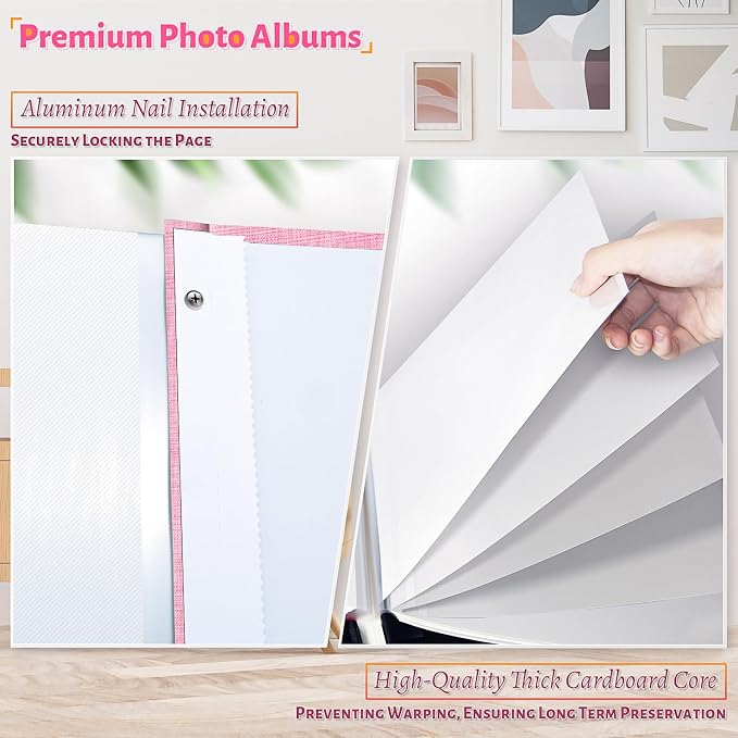 Artfeel Photo Album Self Adhesive Scrapbook,60 Pages Large Photo Book for 4x6,5x7,8x10 Pictures,DIY Album for Baby Wedding Family Travel Birthday,with Metallic Pen and Scraper - Image 4