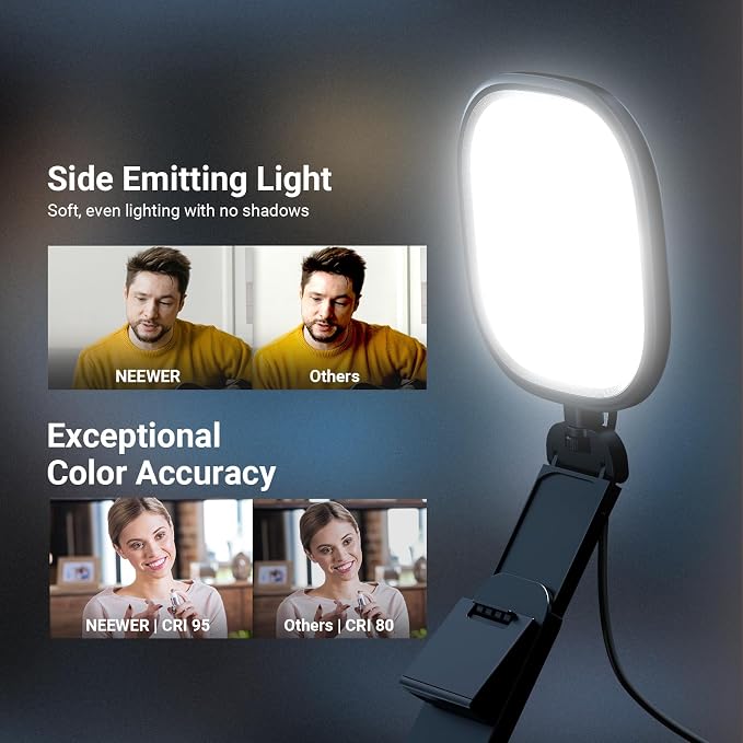 NEEWER BASICS 2Pcs 5" 10W LED Streaming Light, Bi Color Edge Lit Full Screen CRI95 USB Lamp with Multifunction Desk Stand, Monitor Laptop Computer Webcam Video Conference Zoom Recording Lighting, NL10 - Image 3