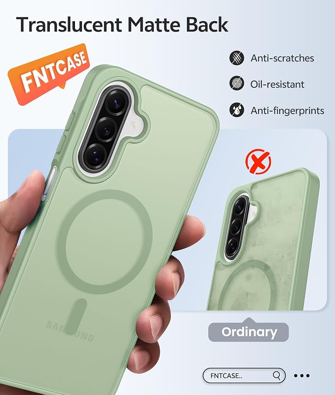 FNTCASE for Galaxy A17/A16 5G Phone Case, Fit for Magsafe, Screen Protector | Translucent Matte, 14FT Military Grade Drop Protection, Slim Shockproof Protective, for Samsung A 17 A 16 Cover, Light Moss - Image 6