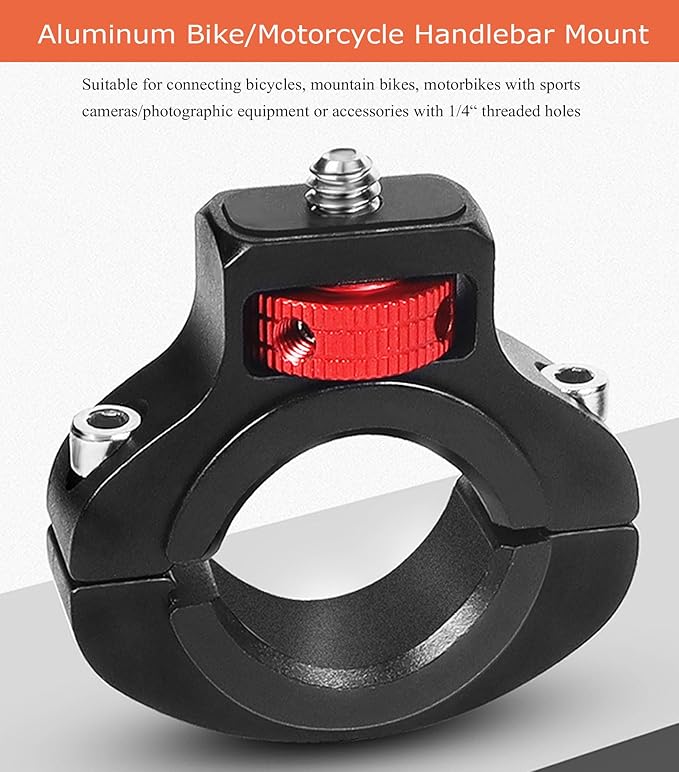 Niewalda Aluminum Bike/Motorcycle Handlebar Mount, 360° Rotary | Action Camera Mount for Vlogging, Compatible with GoPro, Insta360, DJI & Fill Light, Anti-Reverse Reinforced Design - Image 5