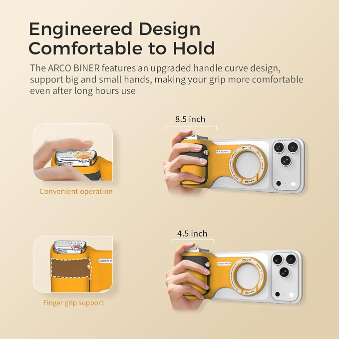 Upgraded Mag-Safe Magnetic Camera Handle Grip with Extended Magnetic Phone Mount with Carabiner & Thumb Rest, Detachable Rechargeable Shutter Remote Compatible with iPhone Pro Max for Video Calls/TK - Image 6