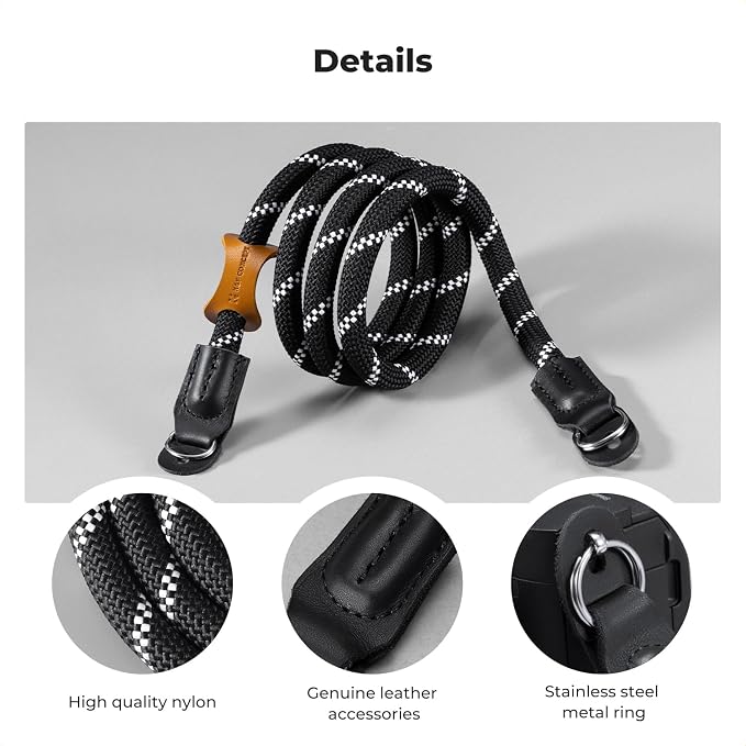 K&F CONCEPT Camera Neck Strap,100cm Camera Shoulder Strap | Nylon Rope, with O-ring for DSLR Camera, for Street Photography, BJ01 - Image 5