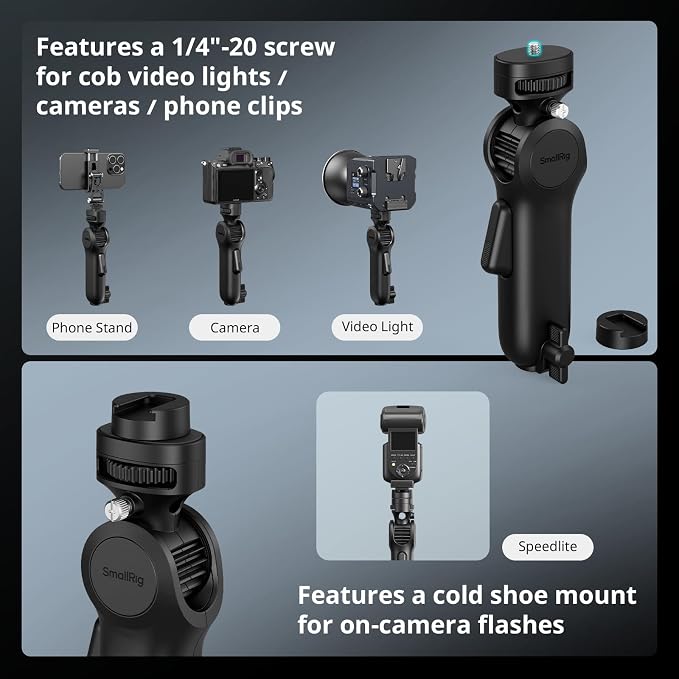 SmallRig Light Stand Adapter, One-Button 180° Pitch Quick Adjustment | 6.6lbs Max Load Capacity, for COB Video Light/Mini Light/Camera//Flash/Phone Clips - 5181 - Image 3