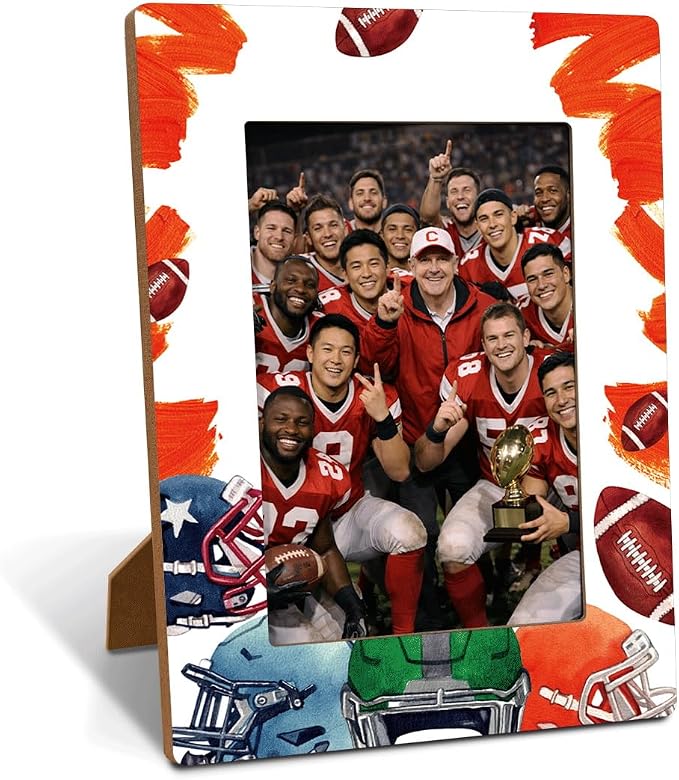 American Football Picture Frame, Sports Themed Photo Frame, Tabletop Display Frames for American Football Players and Coaches, Sports Decor for Home Office, Insert 4x6 Inches Photos by Unknown