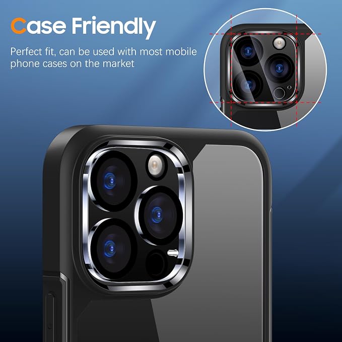 UniqueMe NEW 2022 with iPhone 12 Pro Max Camera Lens Protector-Black | Tempered Glass, Case Friendly, Scratch-Resistant, Does Not Affect Night Shots, 3 Pack,6.7 inch - Image 3