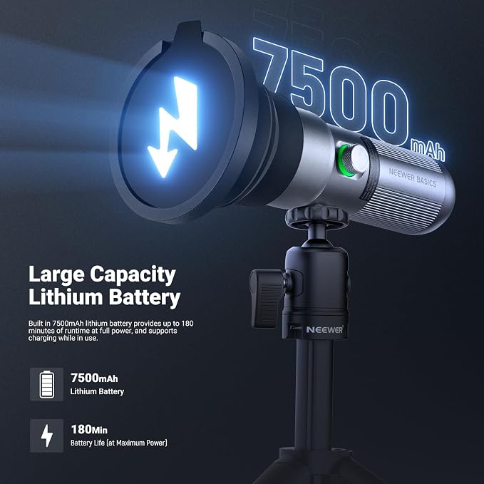 NEEWER Basics FL10 RGB Photography Flashlight w Desk Tripod Stand 4 Colors | 20 Gobo Filters, 7500mAh, 10W, 6300K, CRI95+, Portable LED Spotlight Ambient Sunset Light, Video Recording Studio Lighting - Image 7