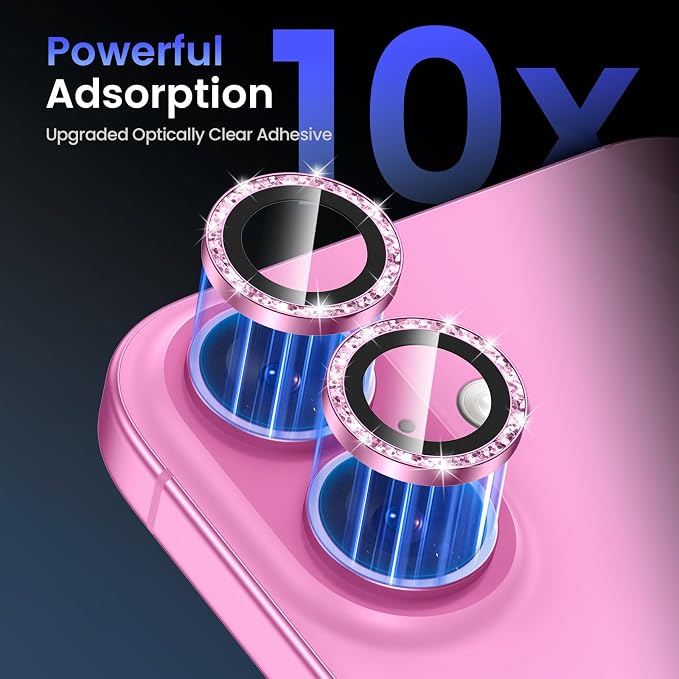 Tensea for iPhone 16/16 Plus Camera Lens Protector Bling, Camera Cover | 9H Tempered Glass Camera Screen Protector, Metal Individual Ring for iPhone16 6.1inch/ 16Plus 6.7inch, HD Clear, Easy Install - Image 6