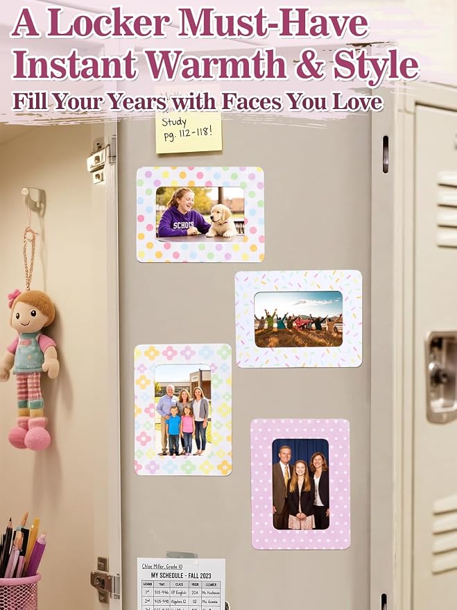 12Pcs Magnetic Picture Frames for 4"x6" Photo, Locker Accessories for Girls | 6 Colors, Cute Back to School Gifts, Classroom Decorations Supplies, Refrigerator Decor, Pastel - Image 6