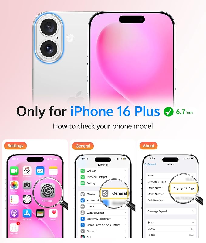 FNTCASE for iPhone 16 Plus Case, Fit for Magsafe, Screen Protector Hot Pink | Full Camera Protection, Translucent Matte, 14FT Military Grade Drop Proof, Shockproof Protective Phone Cover, Hot Pink - Image 2
