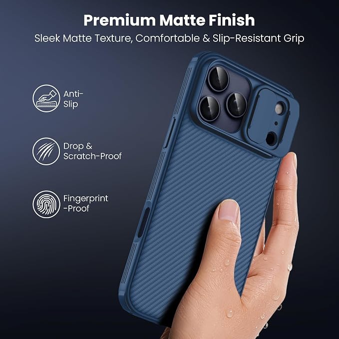 Nillkin for iPhone 17 Pro Max Case with Slide Camera Cover & Thin Slim Fit | Shockproof Protective | Protector Privacy | Phone Case Camera Lens Protector, Blue - Image 4