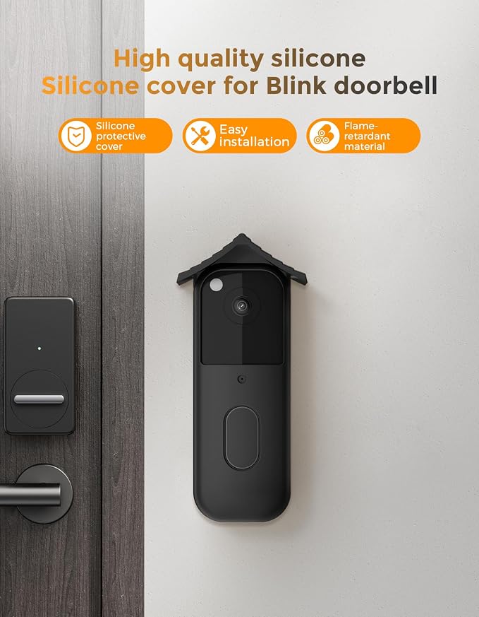 Silicone Cover for Blink Video Doorbell 2025 Waterproof Doorbell Cover, Scratch & Dust Resistant Blink Doorbell Case with Sun Hood, Easy Tool-Free Installation, Black - Image 2
