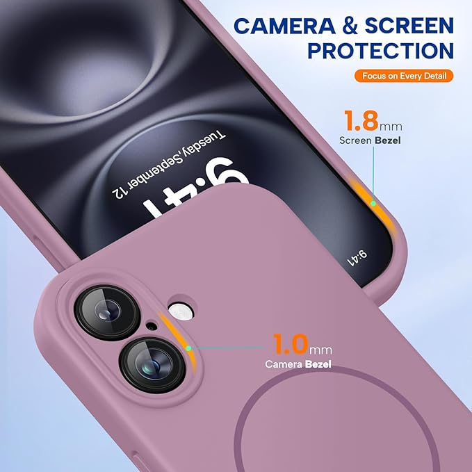 Miracase Silicone & Magnetic for iPhone 16 Case, Blackcurrant | Compatible with MagSafe, Anti-Scratch Microfiber Lining, Liquid Silicone Case Shockproof Drop Protection Phone Case for 16 - Image 4