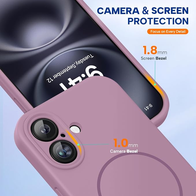 miracase Magnetic for iPhone 16 Plus Case, [Soft Anti-Scratch Microfiber Lining], Compatible with MagSafe, Liquid Silicone Shockproof Drop Protection Phone Case for 16 Plus,Blackcurrant - Image 8