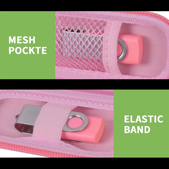 USB Flash Drive Case, SD Card/Thumb Drive/Memory Cards Holder, Bag Only | SDXC/SDHC Storage, Electronic Accessories Organizer for SanDisk / for Samsung, for Students/IT/Office/School/Travel, Pink - Image 4