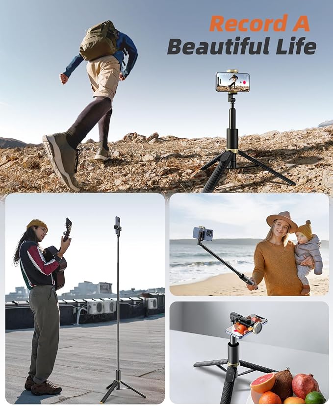 Tripod for iPhone, Selfie Stick with Remote, Stable & Durable Phone Tripod | Portable Travel Cell Phone Stand, Extendable All-in-1 Tripod for Video Recording Compatible with iPhone Android - Image 7