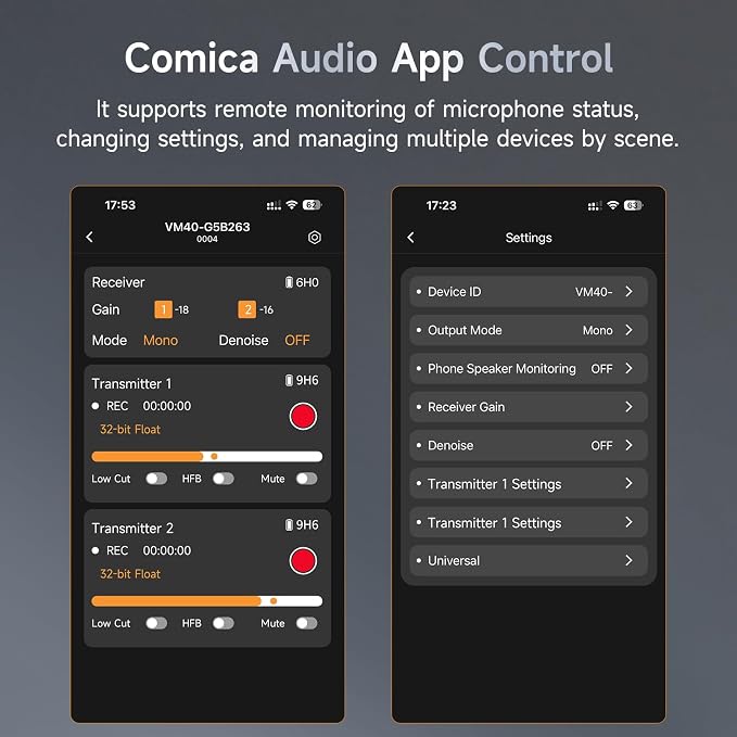 COMICA VM40 Dual-Channel Shotgun Microphone with 48kHz/32-bit Float Recording, Wireless Camera Microphone with 32G onboard Recording, External Directional Microphone Compatible with Canon, Nikon - Image 6