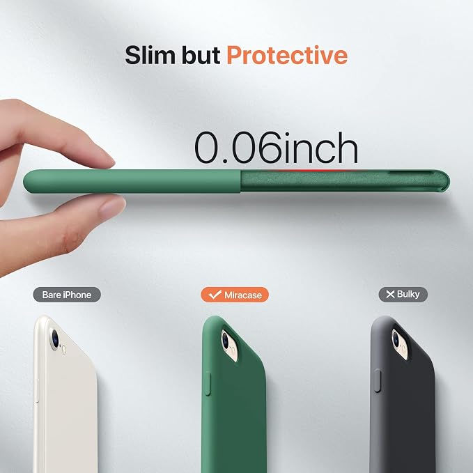 Miracase Silicone for iPhone SE 2022/SE 2020/7/8 Case,Acacia Green | Ultra Slim Cover with Screen Protector, Soft Microfiber Lining, Multi-Color Premium Silicone Shockproof Phone Case - Image 3