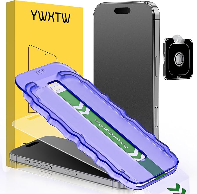 YWXTW 2 Pack for iPhone Air Matte Screen Protector 6.5 Inch + 1 Set Camera Lens Protector, [1S Pull-Out] Anti Glare Anti Fingerprint Air Glass Screen Protector, Bubble Free, Smooth as Silk by YWXTW