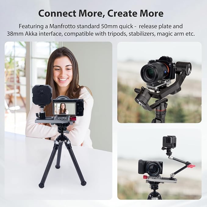 Came-TV 58mm Universal Clamp Base with Arca-Swiss Quick Release Plate, CNC Aluminum Camera Mount Clamp for DSLR/Mirrorless Camera, Tripod, Stabilizer, Motorcycle Mirror, Car Headrest Rods 61009 - Image 4