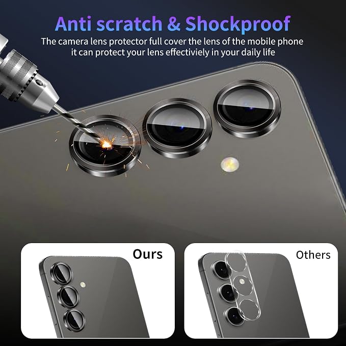 Camera Lens Protector for Samsung Galaxy S23 FE,1 Pack | Tempered Metal Glass Camera Cover Film,HD Clear,Anti-Scratch Lens Screen Protector Film,Case Friendly,Black Titanium - Image 4