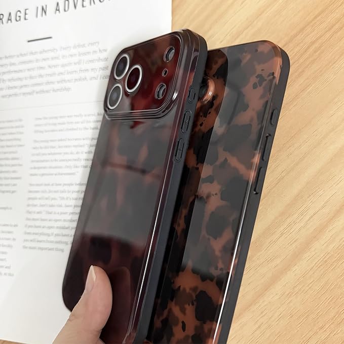 Cute Phone Case for iPhone 16 Plus Case Cheetah Leopard Print | Amber Tortoiseshell Pattern,Full Camera Protective,Slim Shockproof TPU,Aesthetic Girly Glossy Cover for Women Men-Brown - Image 5
